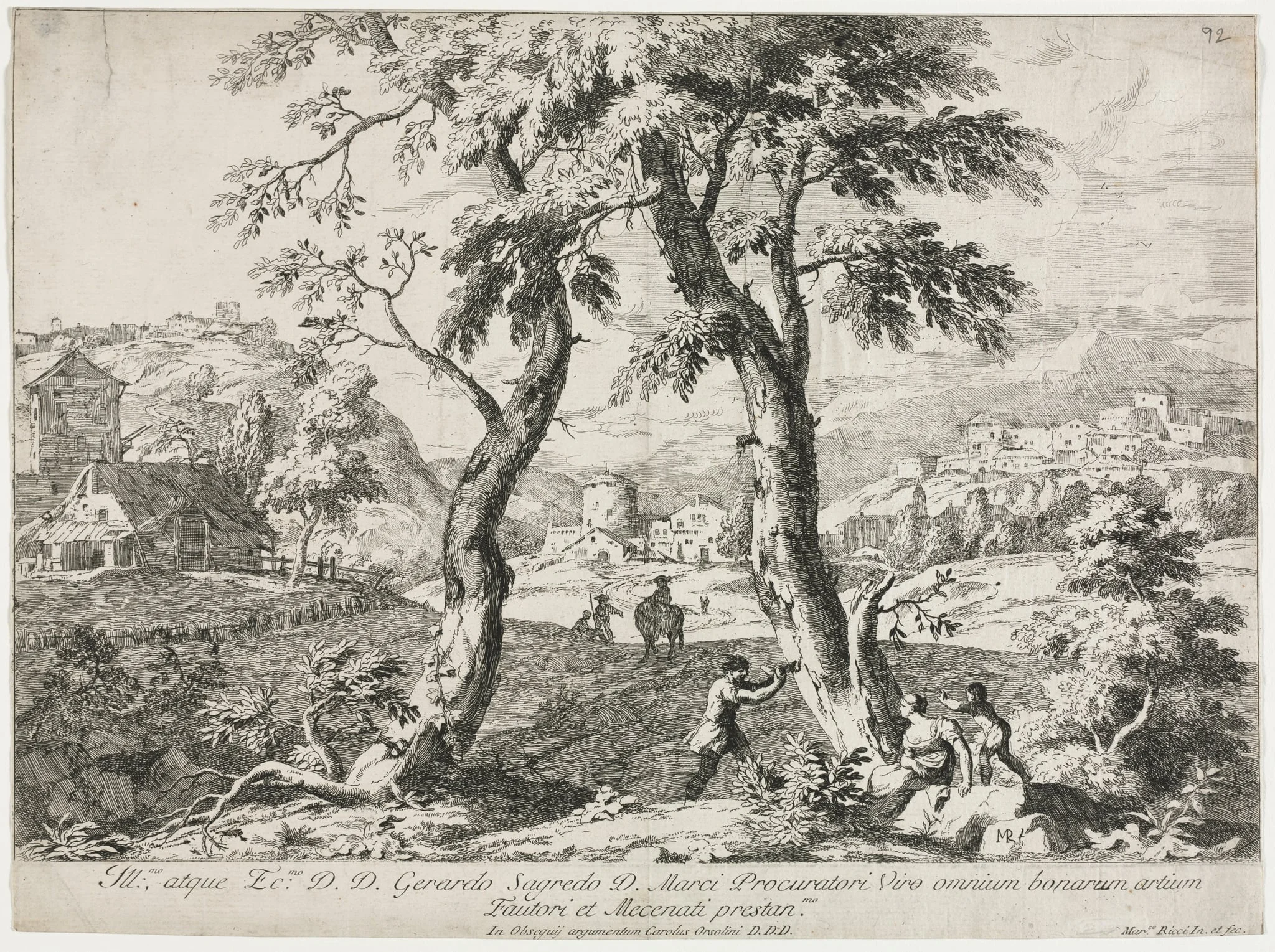 View of a Village with Figures in the Foreground, detail