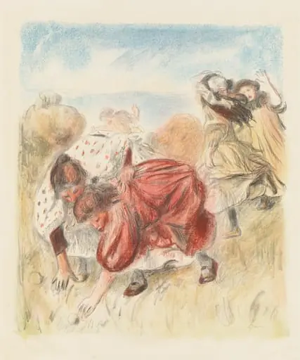 Children Playing Ball (Enfants jouant a la balle), by Auguste Renoir, ink, 1900