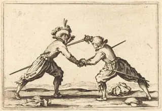 Duel with Swords, by Jacques Callot, ink, 1622