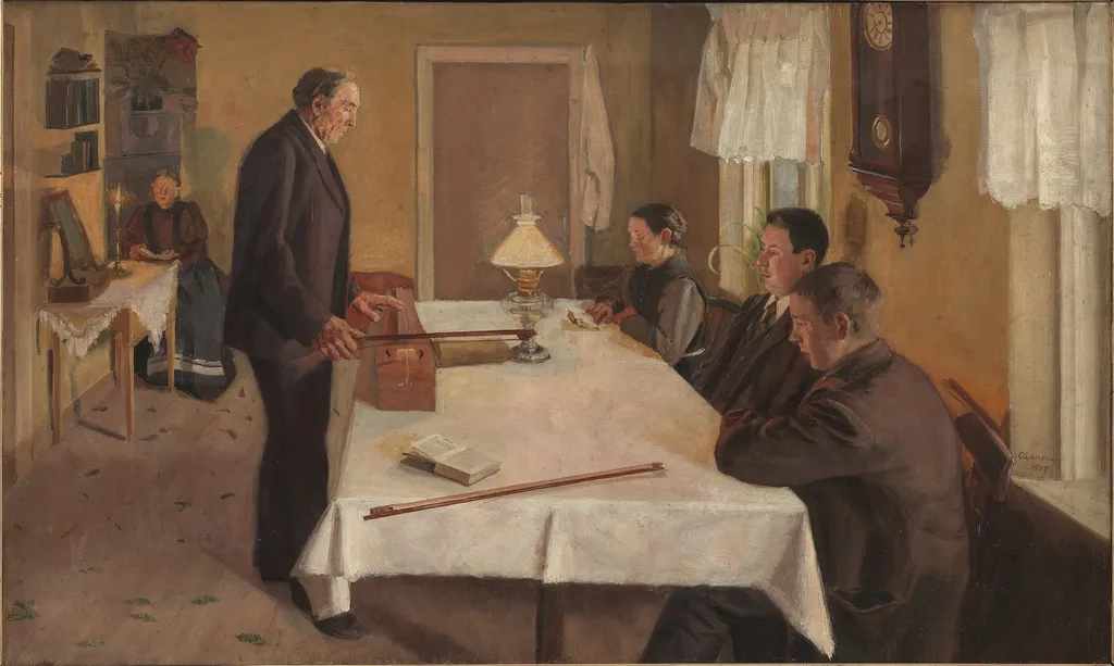 Christmas Morning, by Ola Larsson, oil, 1909