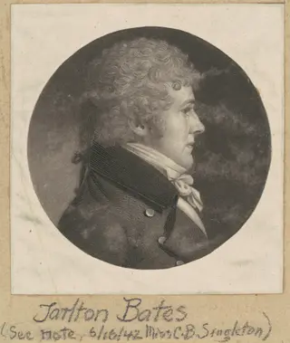 Tarlton Bates, by Charles B. J. Févret de Saint-Mémin, ink, 1800