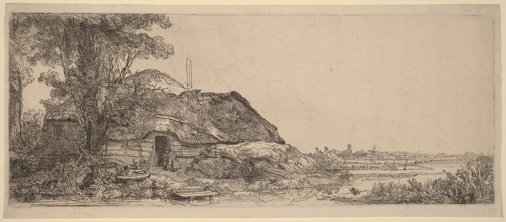 Landscape with a Cottage and a Large Tree, detail