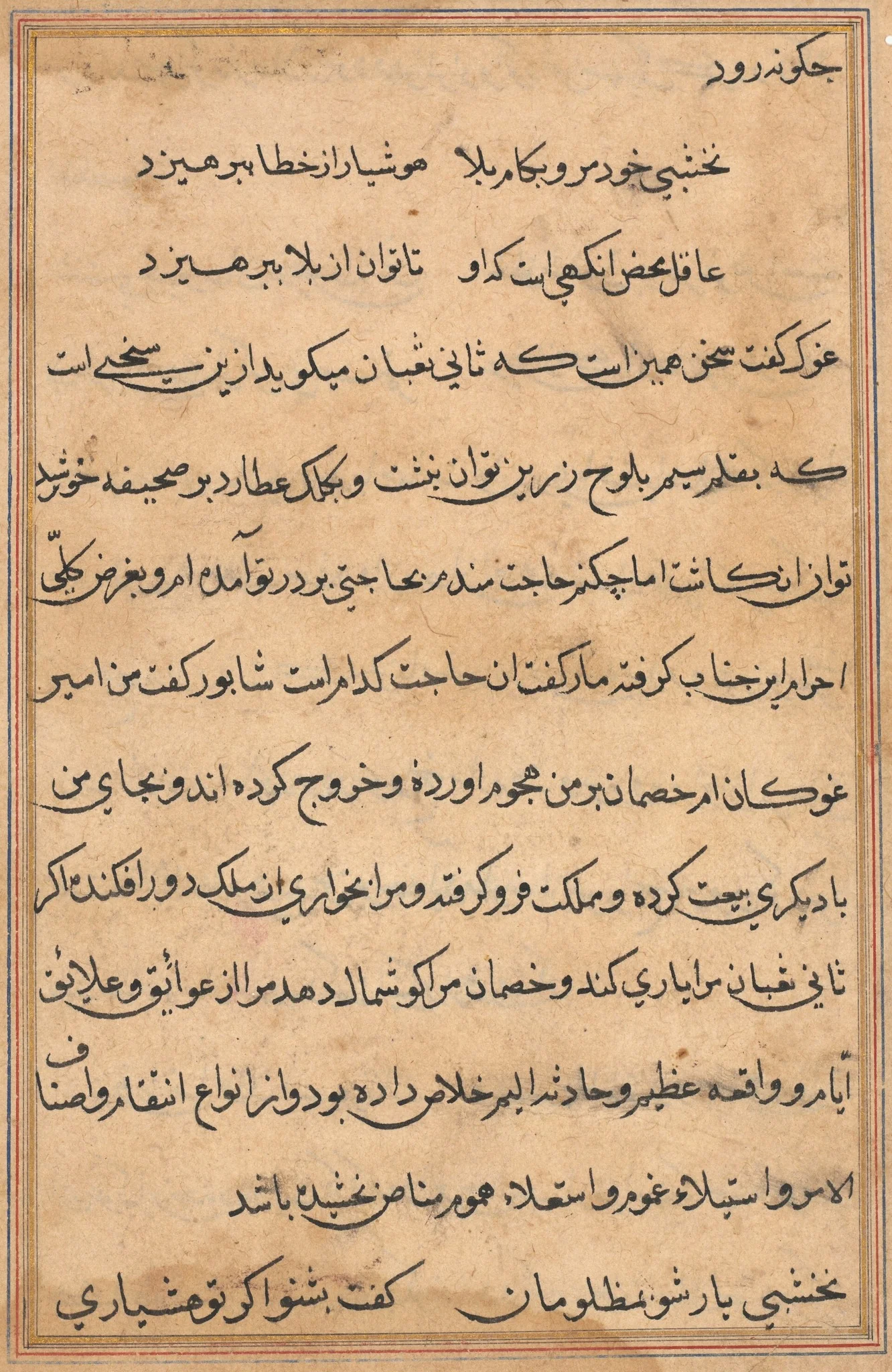 Page from Tales of a Parrot (Tuti-nama): text page, detail