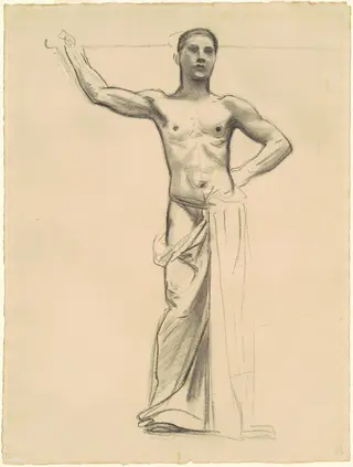 Study of Apollo for "Apollo and the Muses", by John Singer Sargent, charcoal, 1921