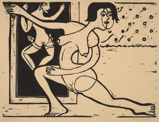 Dancer Practicing, by Ernst Ludwig Kirchner, ink, 1934