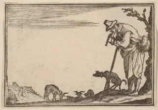 Shepherd Playing Flute, by Edouard Eckman, ink, 1621