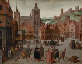 The Marketplace in Bergen op Zoom, by Abel Grimmer, oil, 1590