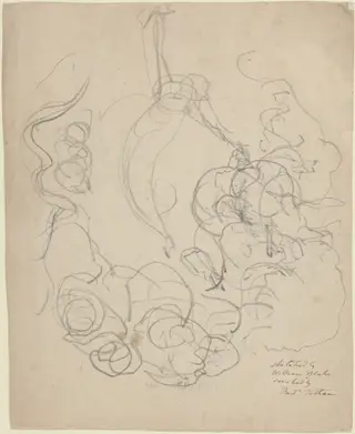A Figure Ascending in a Glory of Clouds (?), by William Blake, graphite, 1805