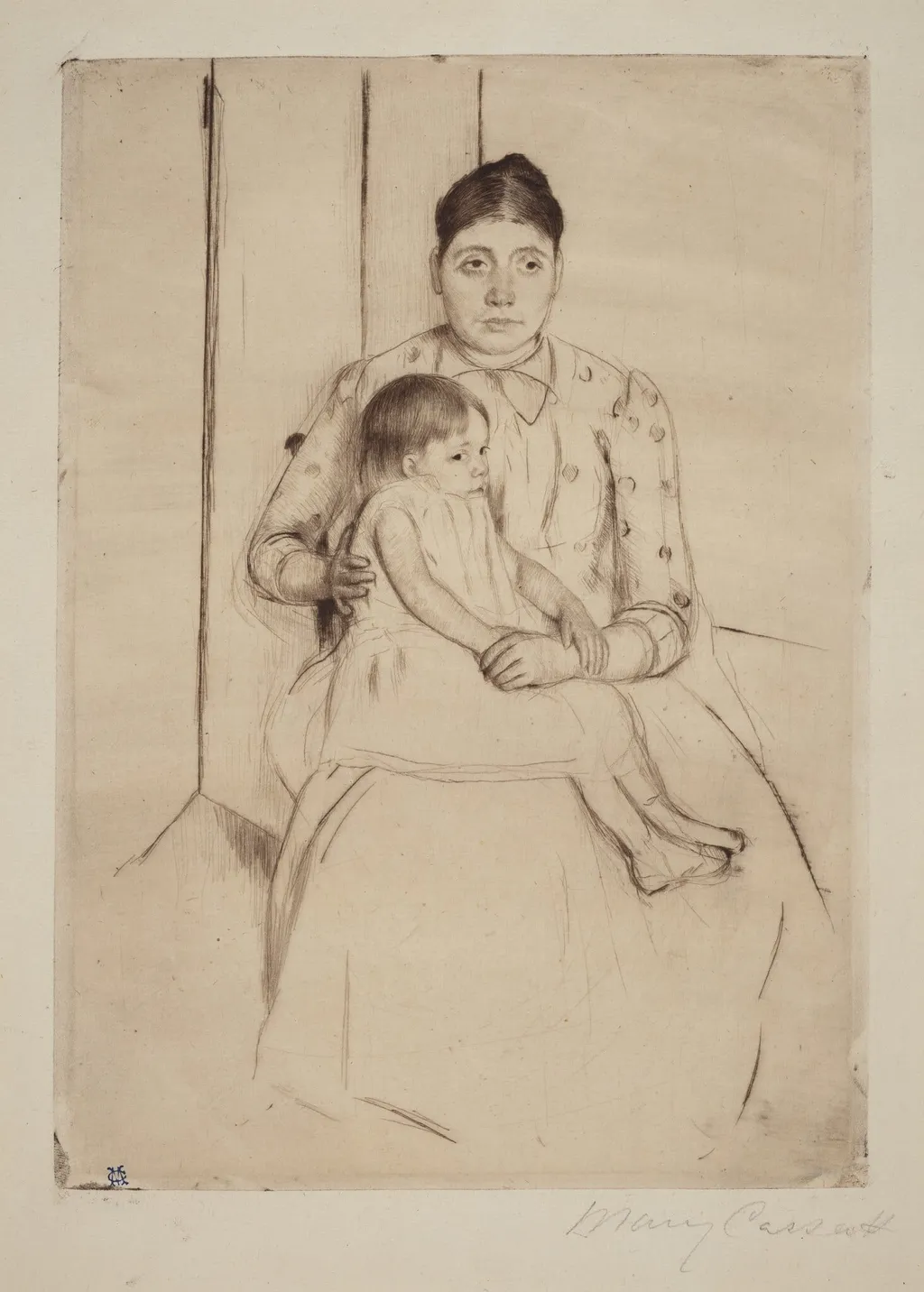 Repose, by Mary Cassatt, ink, 1890