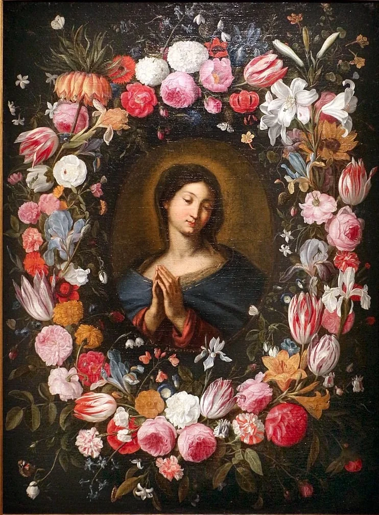 A Virgem circundada de flores, detail