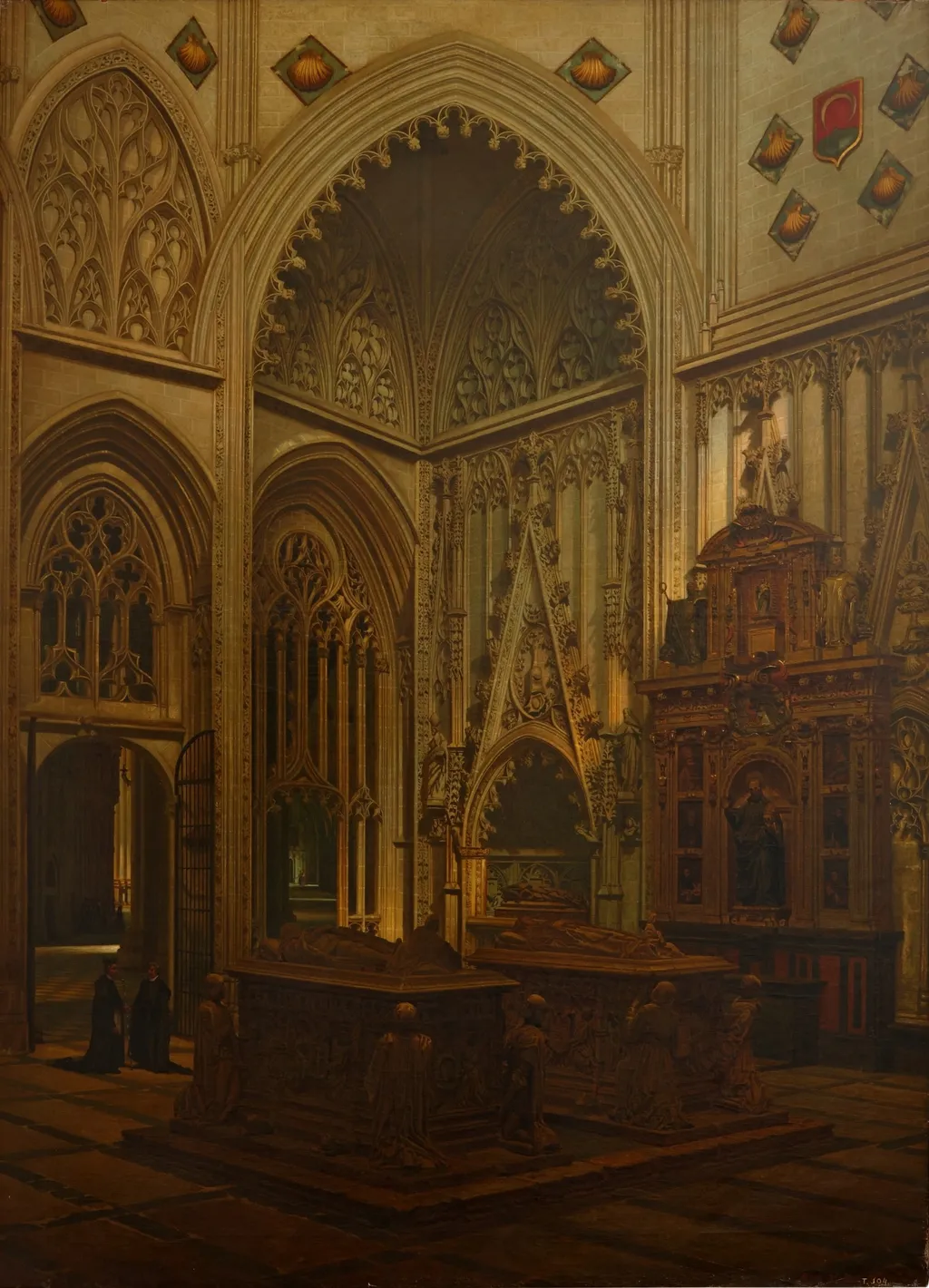 Capilla y sepulcros del condestable de Castilla don Álvaro de Luna y de su mujer doña Juana de Pimentel en la Catedral de Toledo, by Pablo Gonzalvo, oil, 1862