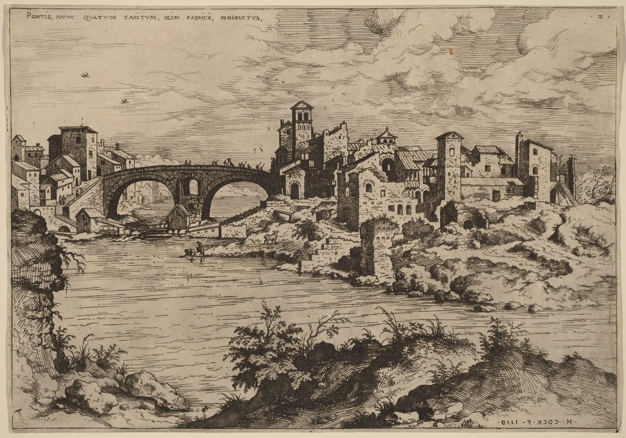 View of the Ponte Quattro Capi and the Island of the Tiber, detail
