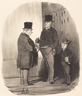 Ah! vous êtes fort en vers latins, jeune homme..., by Honoré Daumier, ink, 1847