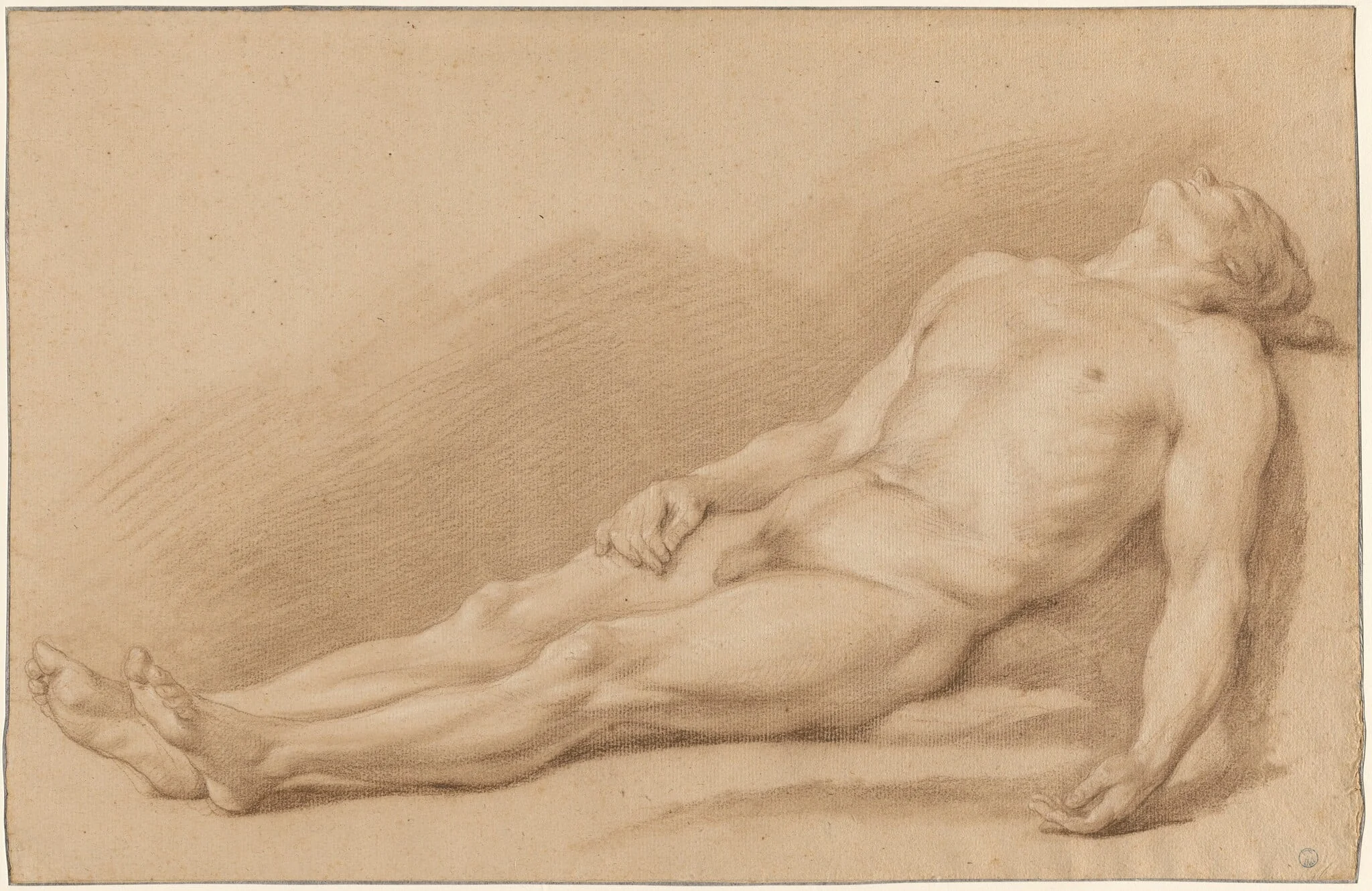 An Academy Study of a Reclining Male Nude, detail