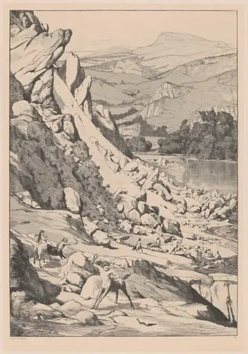 Landslide (Bergsturz), by Max Klinger, ink, 1881