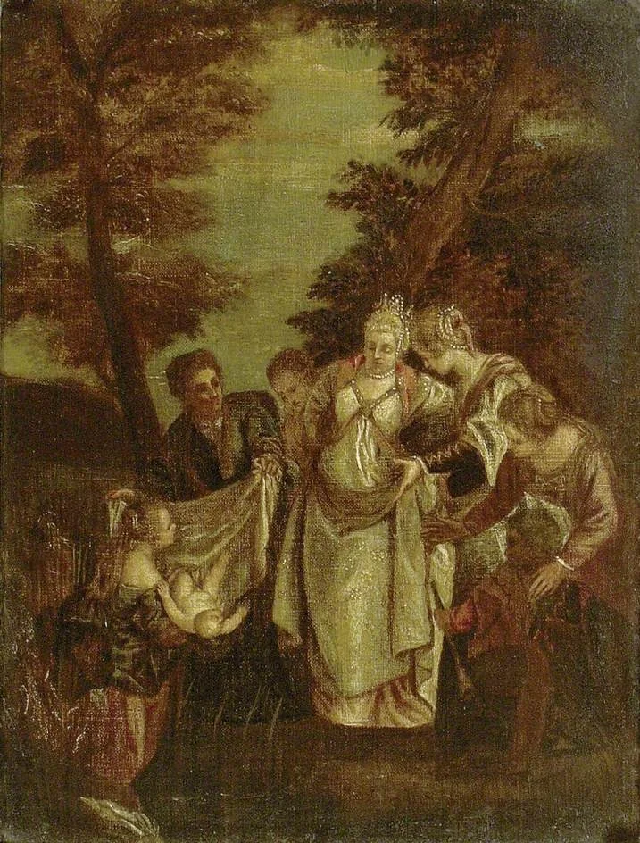 Moses brought before Pharoah's Daughter, detail
