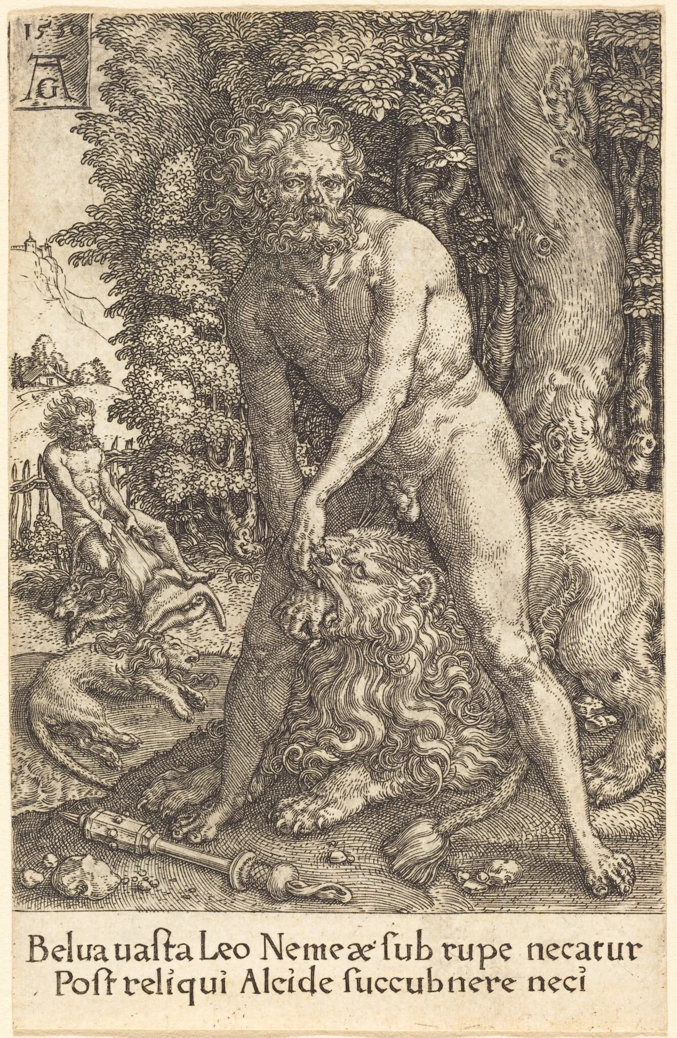 Hercules Slaying the Lion of Nemea, detail