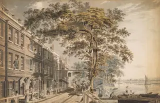 Cheyne Walk, Chelsea, by James Miller, watercolor, 1766