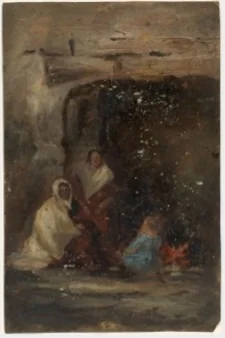 Women of the Joyce Family Seated before a Cottage Fire, detail