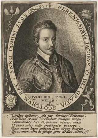 James I, as King of Scotland, by Crispijn van de Passe I, ink, 1598