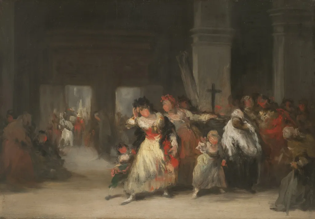 Inside Church, by Lucas Velázquez, unspecified, 1860
