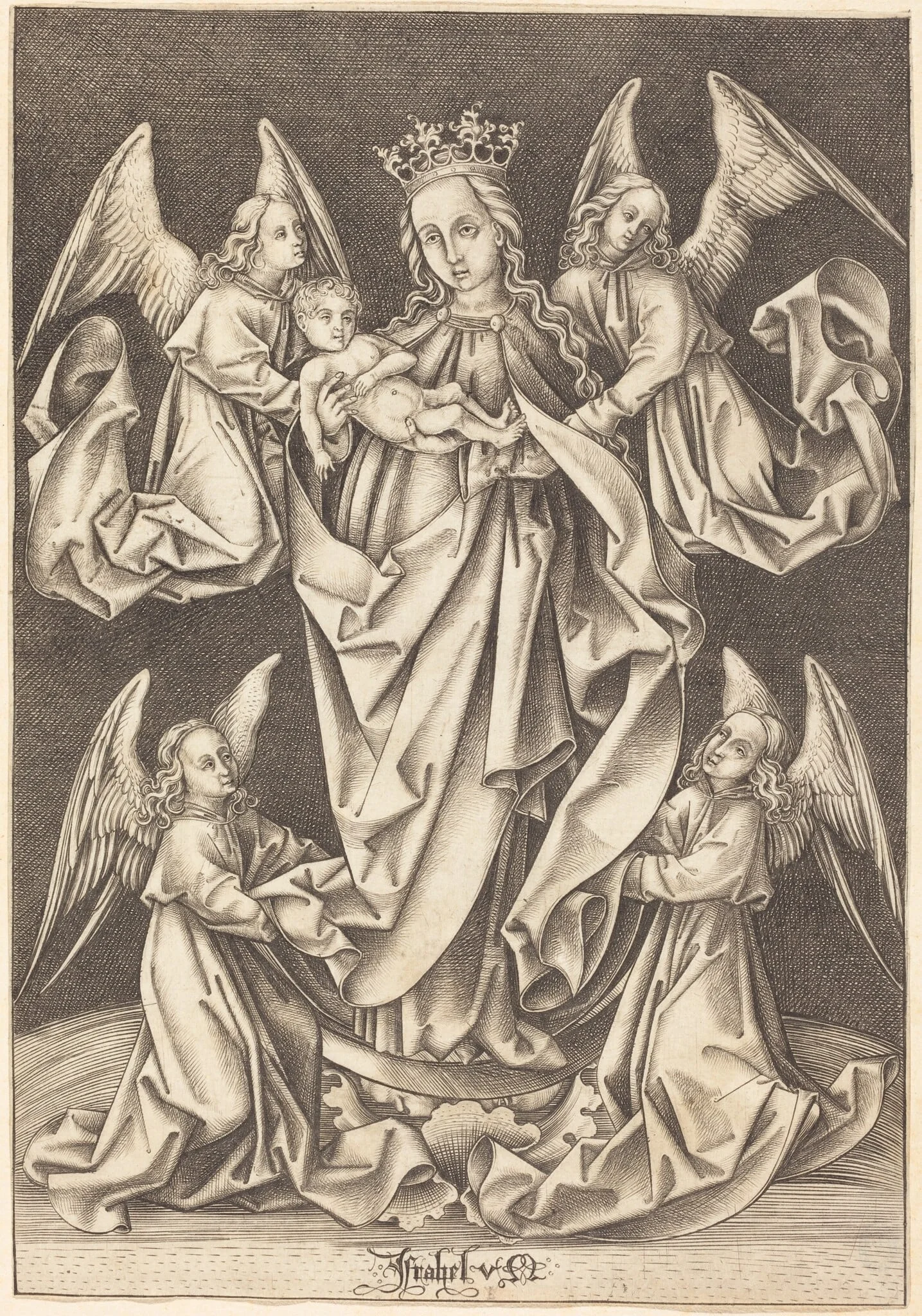 The Madonna and Child on the Crescent Supported by Four Angels, detail