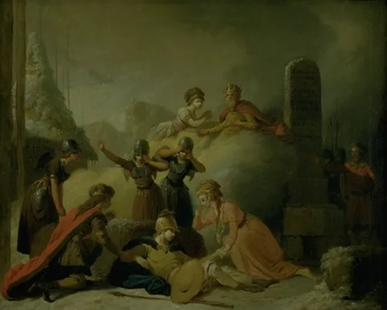 Slutningsscenen af Johannes Ewalds "Balders Død", detail