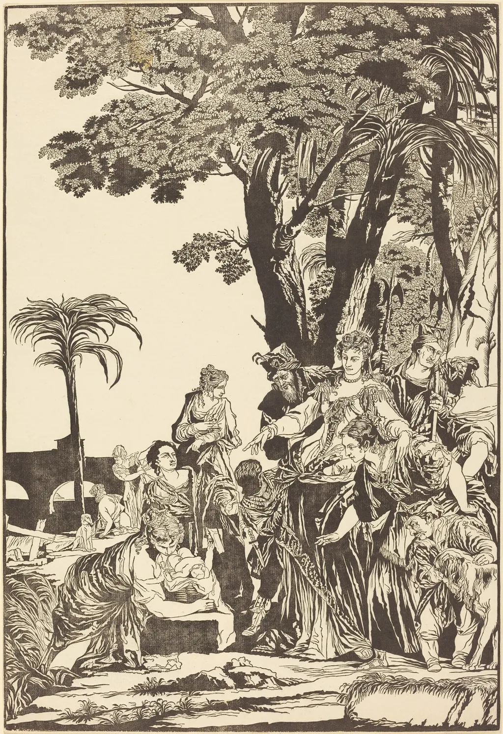 The Finding of Moses, by John Baptist Jackson, ink, 1741