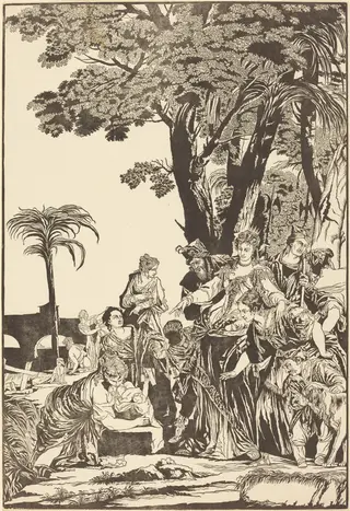 The Finding of Moses, by John Baptist Jackson, ink, 1741