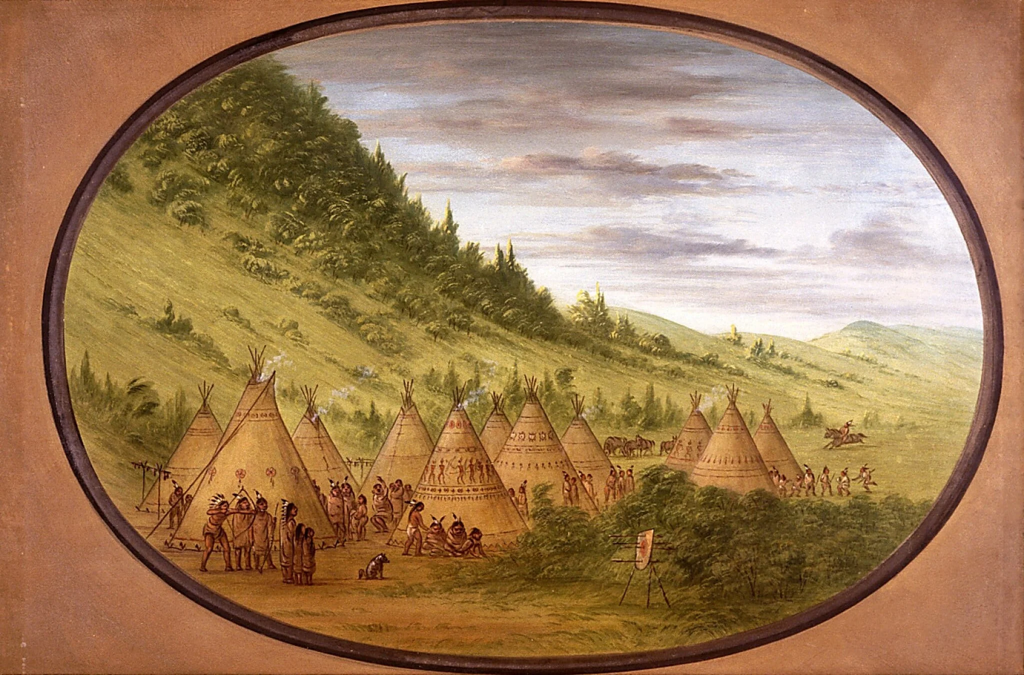 An Ojibbeway Village of Skin Tents, detail