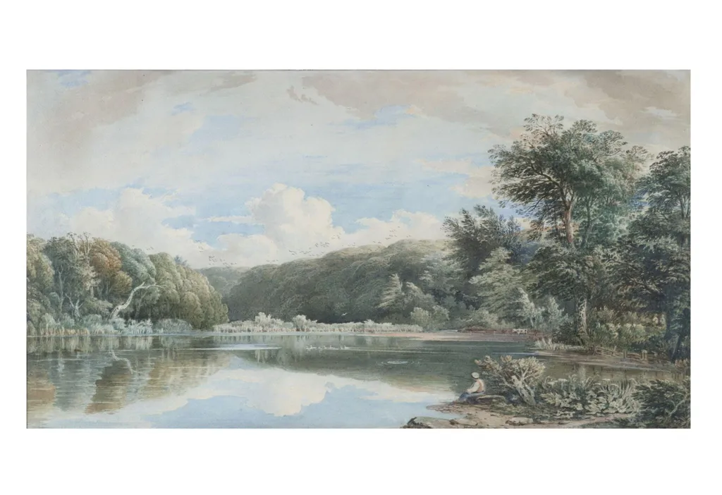 Pool and woods at Wotton, near Dorking, by John Varley, watercolor, 1800