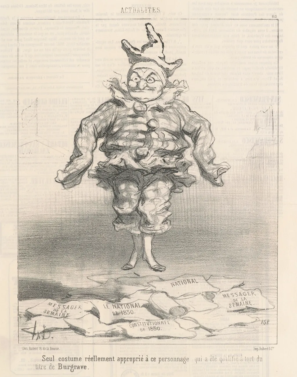 Seul costume ...approprié a ce personnage, by Honoré Daumier, ink, 1850