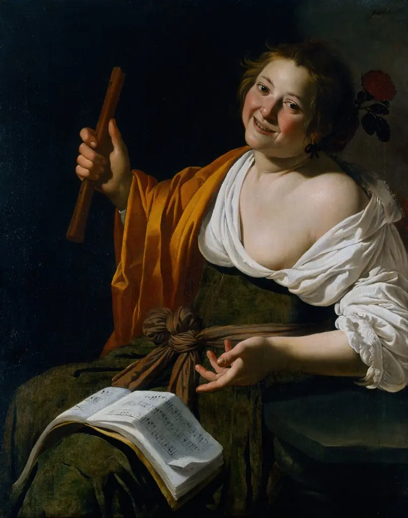 Girl with a flute, by Jan van Bijlert, oil, 1630