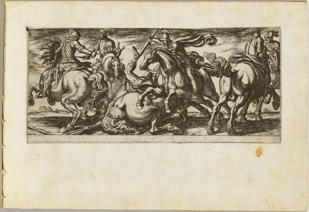 Six Cavalrymen in Combat, by Antonio Tempesta, ink, 1592