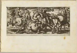 Six Cavalrymen in Combat, by Antonio Tempesta, ink, 1592