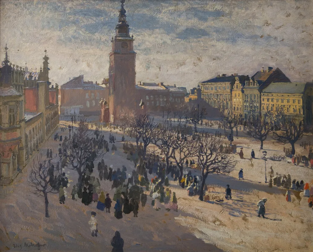 Main Market Square in Krakow, by Józef Mehoffer, oil, 1903