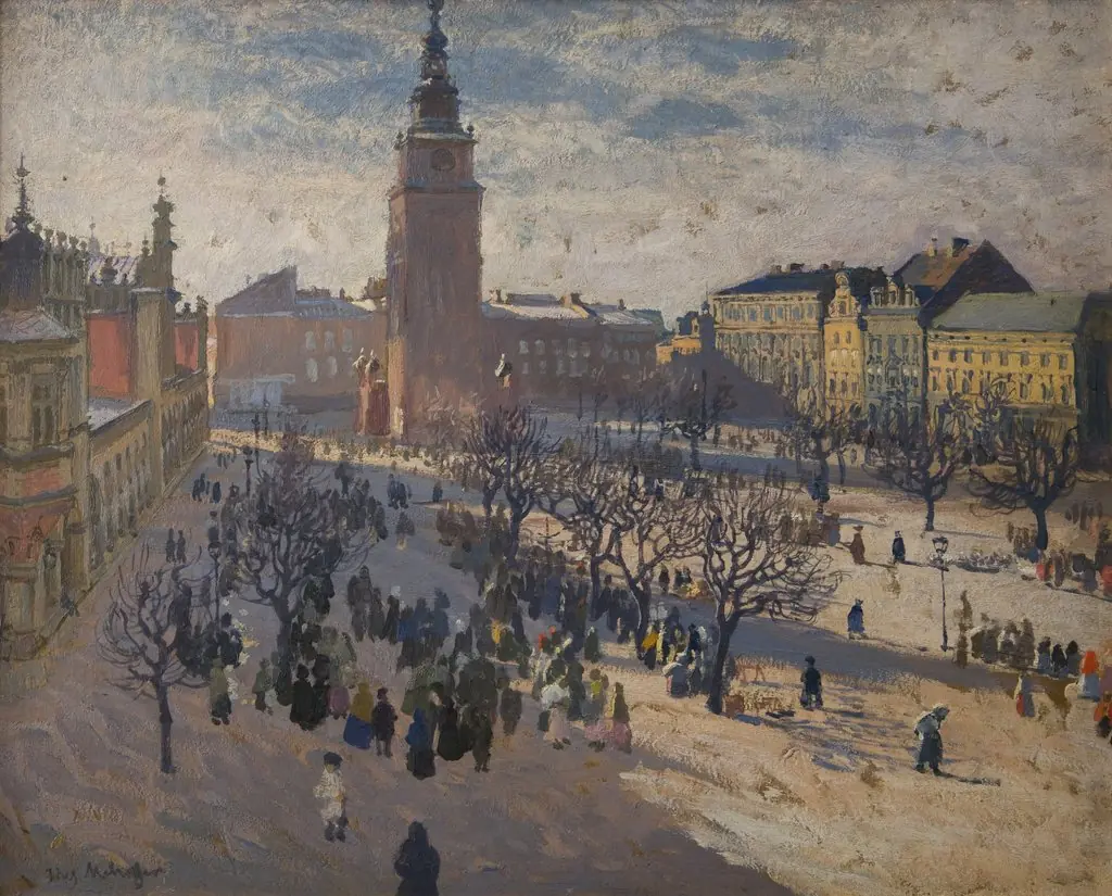 Main Market Square in Krakow, by Józef Mehoffer, oil, 1903