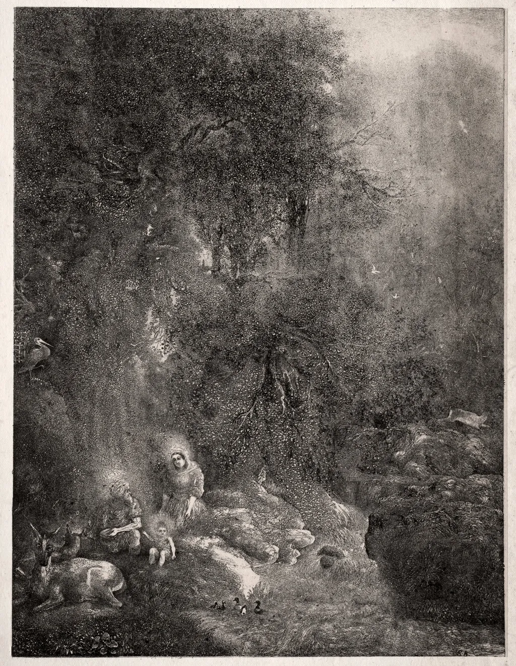 Holy Family with Deer, by Rodolphe Bresdin, 1871