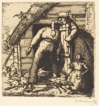 The Poulterer, Vendee (Le Poulailler, Vendee), by Auguste Louis Lepère, ink, 1908