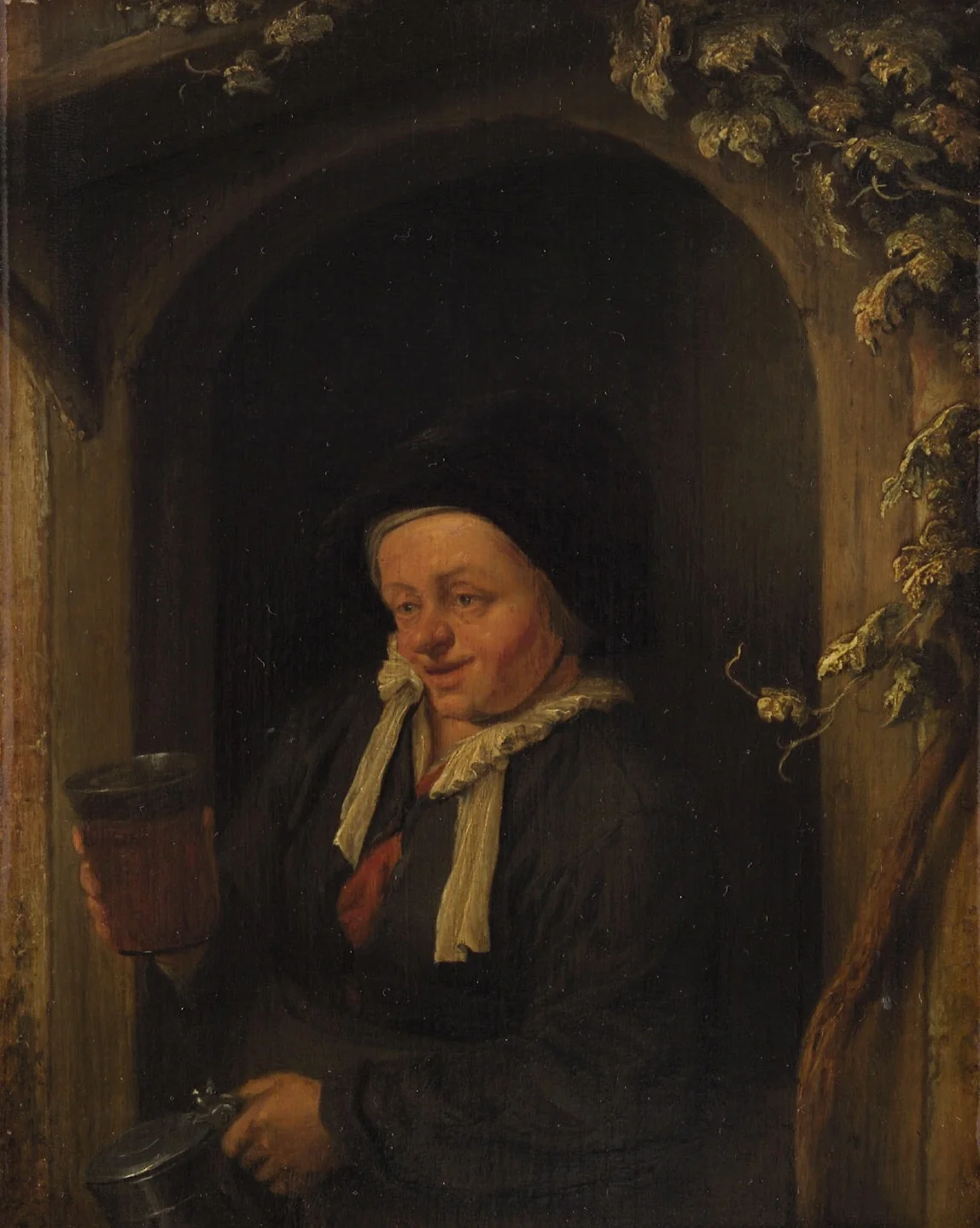 Woman in a Window, with Beer-glass and Jug, detail