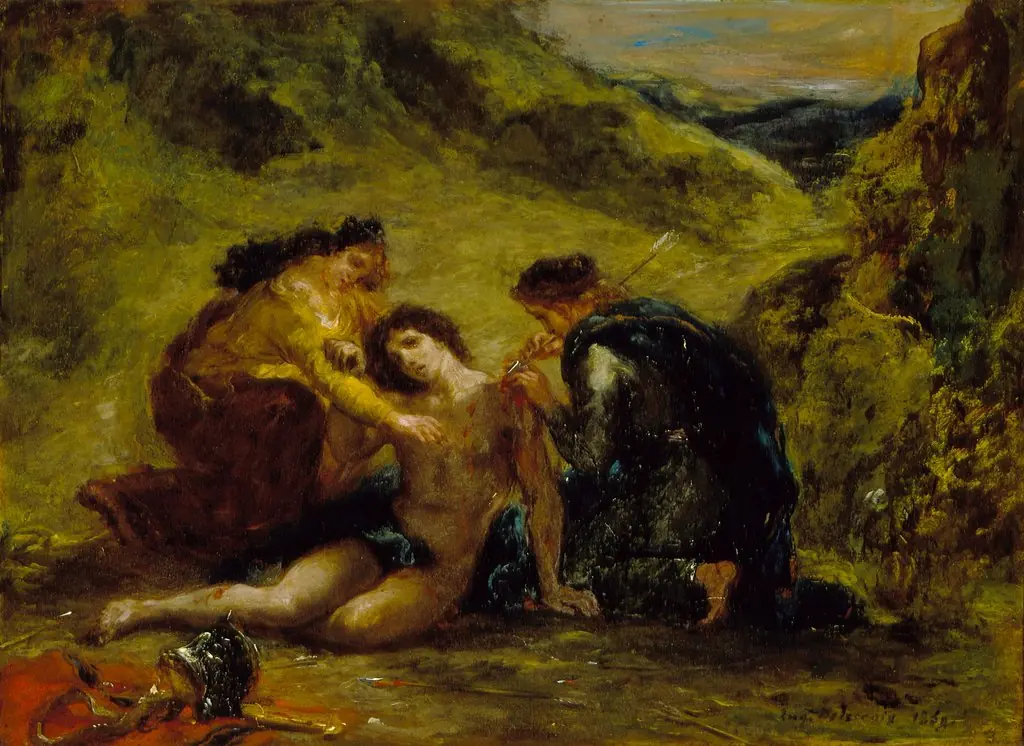 St. Sebastian with St. Irene and Attendant, by Eugène Delacroix, oil, 1856