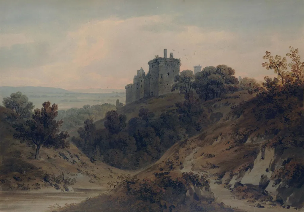 Castle Campbell, looking down Glen Devon, Clackmannanshire, by Hugh William Williams, watercolor, 1795