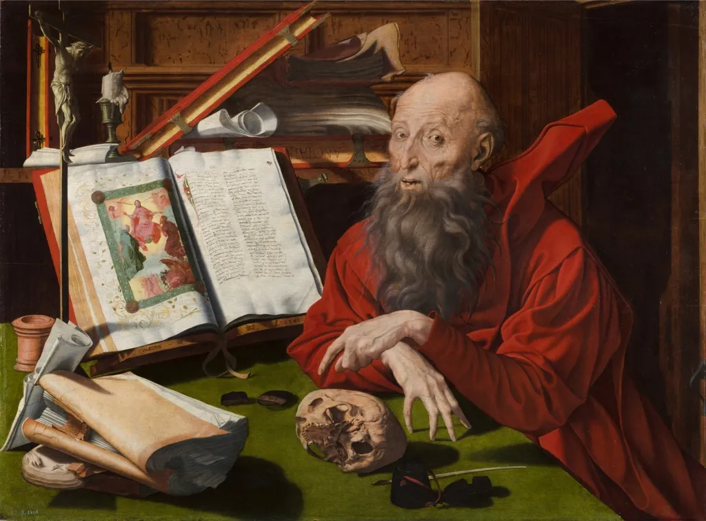 Saint Jerome in his study, by Marinus van Reymerswaele, oil, 1541