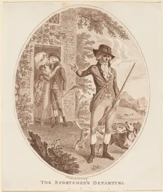 The Sportsmen's Departure, by Isaac Cruikshank, ink, 1783