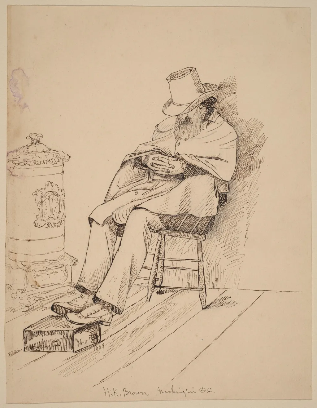 H.K. Brown, by John Quincy Adams Ward, ink, 1859