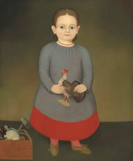 Girl with Toy Rooster, oil, 1840