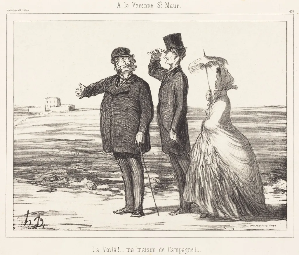 A la Varenne Saint-Maur, by Honoré Daumier, ink, 1862