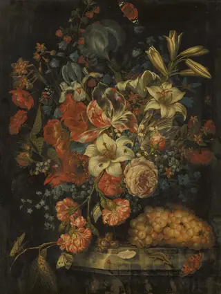 Still Life with Flowers and Fruit, by Ottmar Elliger, unspecified, 1671