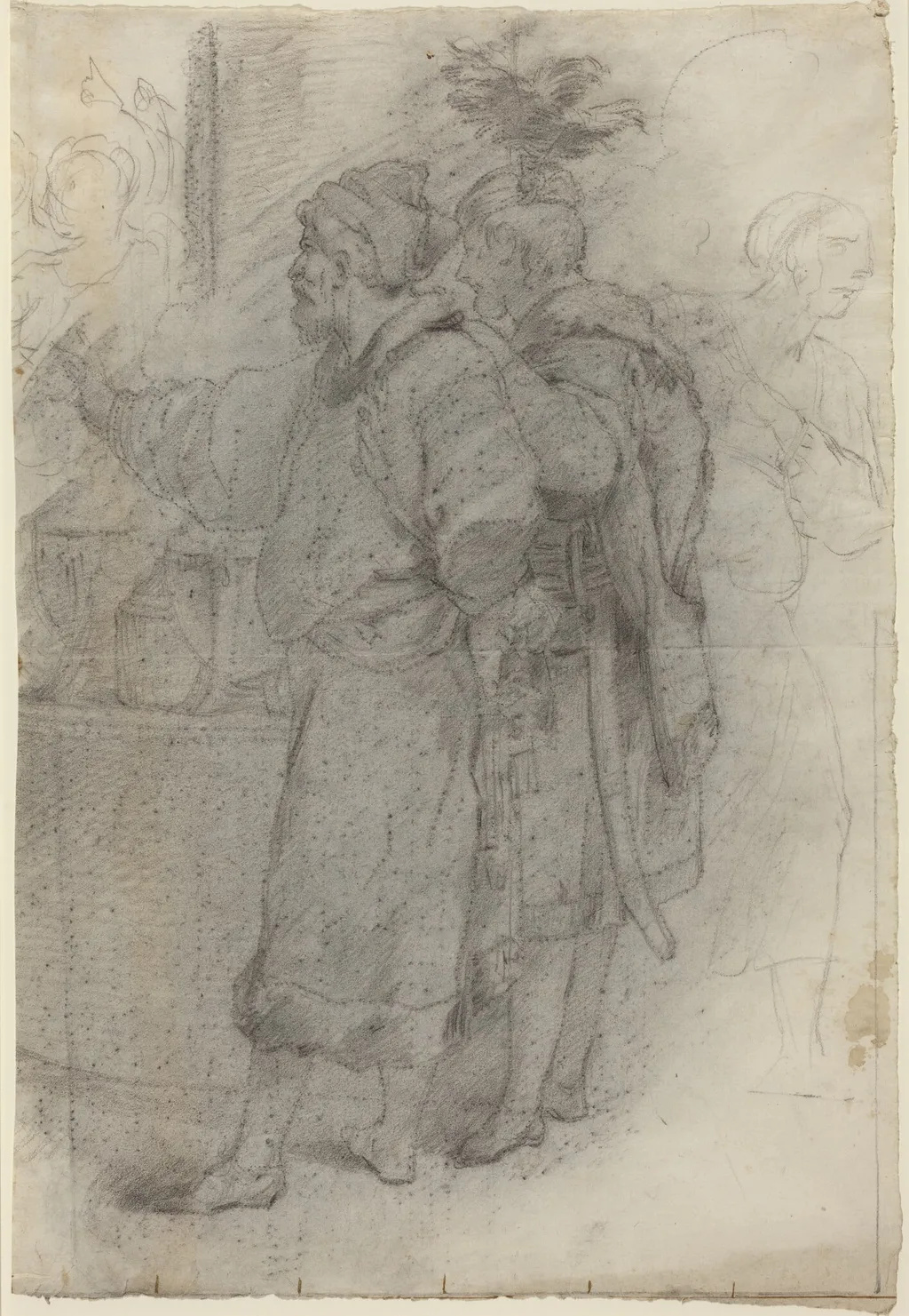 Two Standing Courtiers, by Pietro Fancelli, chalk, 1820