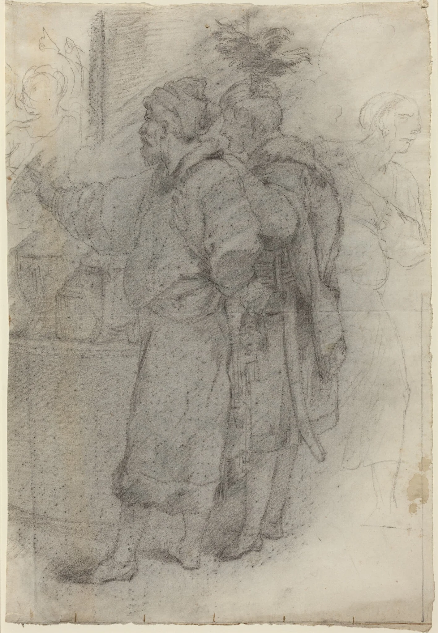 Two Standing Courtiers, detail